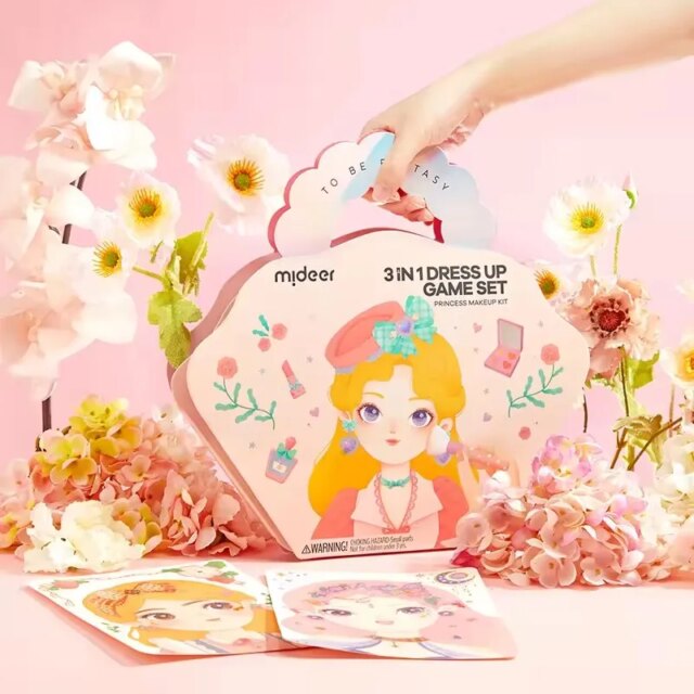 Mideer 3 In 1 Dress Up Game Set DIY Princess Fantasy Makeup Toys Drawing Outfit Changing Diamond Sticking For Kids Girls 3Y+ - Image 4