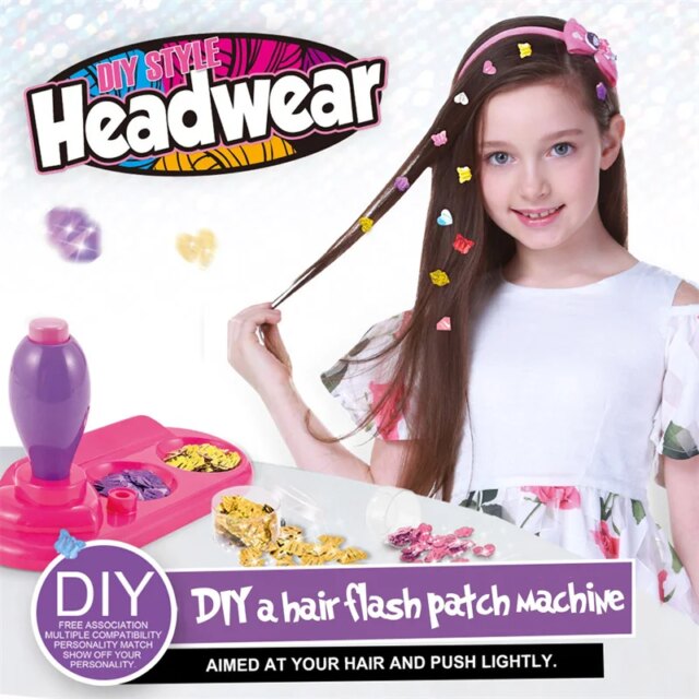 Hair Styling Decoration Kit Jewelry Set  Pretend Play Toys Bling Diamond Sequin Stapler Drill Stickers Machine Gifts For Girls