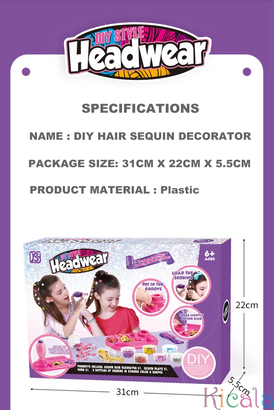 Hair Styling Decoration Kit Jewelry Set  Pretend Play Toys Bling Diamond Sequin Stapler Drill Stickers Machine Gifts For Girls