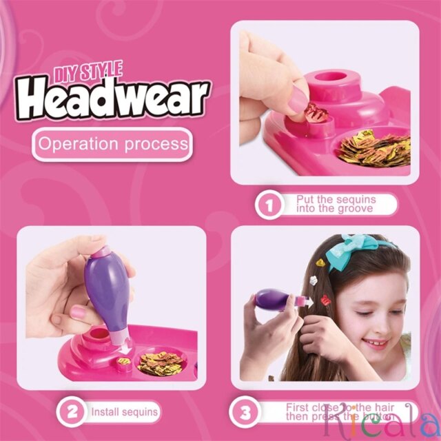 Hair Styling Decoration Kit Jewelry Set  Pretend Play Toys Bling Diamond Sequin Stapler Drill Stickers Machine Gifts For Girls - Image 4