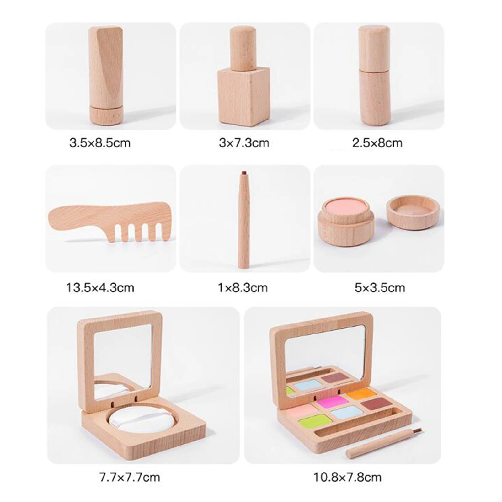 Wood Girl's Pretend Makeup Toy Kits Simulation Beauty Princess Makeup Birthday Gift for Kids Age 4-6 Years