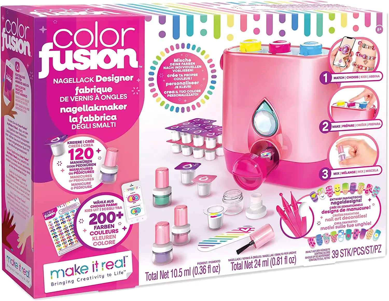 Original Make It Real Color Fusion DIY Creative Nail Polish Designer Girls Makeup Toys Water Based Kids Nail Polish Manicure