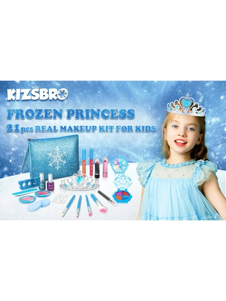 Girls children makeup set, washable real makeup set, children's toy makeup starter set cosmetics beauty set Frozen makeup set