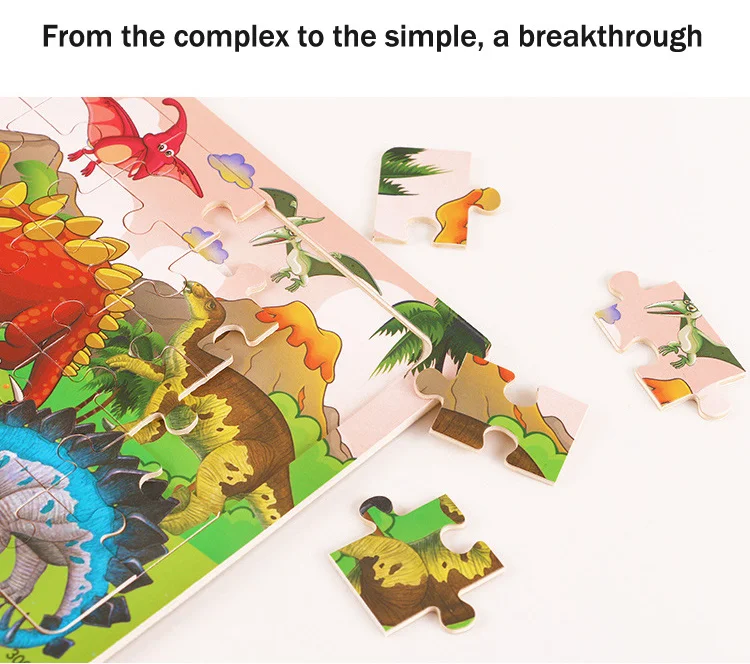 New 30 Pieces Wooden Puzzles Cartoon Animal Traffic Tangram Wood 3d Puzzle Montessori Educational Toys for Children Gifts