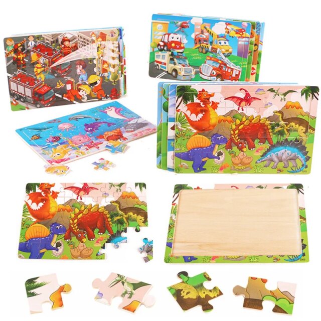Economy 30piece Montessori 3D Puzzle Cartoon Animal Wooden Jigsaw Puzzle Board Game Educational Toys For Children Gifts - Image 2