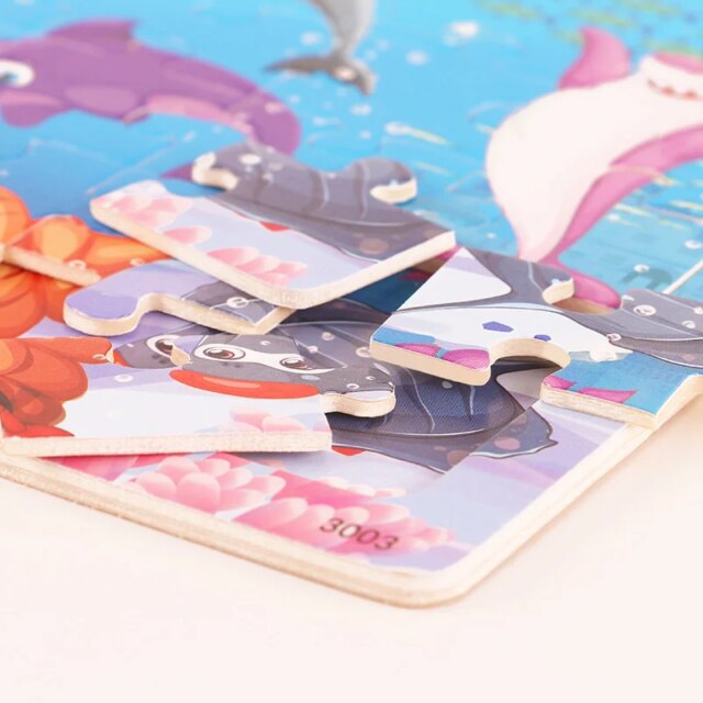 Economy 30piece Montessori 3D Puzzle Cartoon Animal Wooden Jigsaw Puzzle Board Game Educational Toys For Children Gifts - Image 5