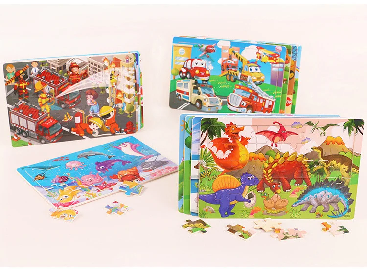 Economy 30piece Montessori 3D Puzzle Cartoon Animal Wooden Jigsaw Puzzle Board Game Educational Toys For Children Gifts