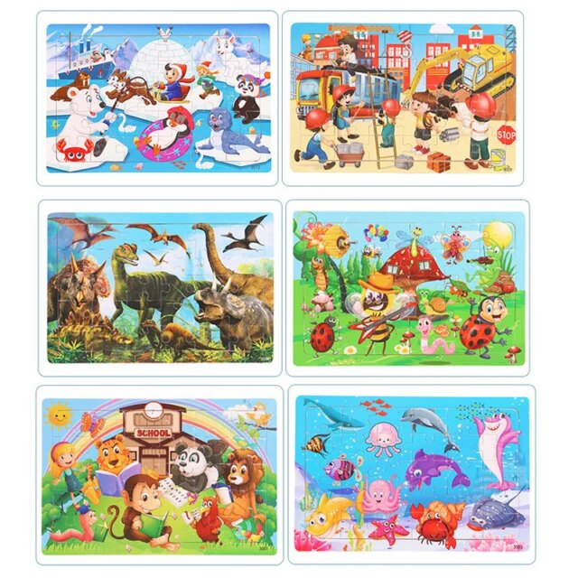 Economy 30piece Montessori 3D Puzzle Cartoon Animal Wooden Jigsaw Puzzle Board Game Educational Toys For Children Gifts - Image 3