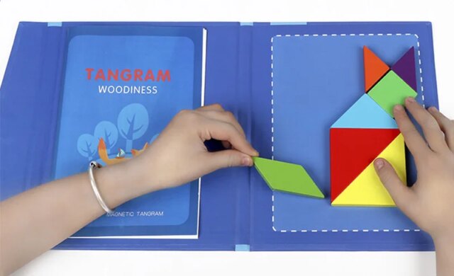 Kids Wooden Jigsaw Magnetic Tangram Puzzle Book Educational Toys Children Portable Montessori Learning Intelligence Baby Gift - Image 6