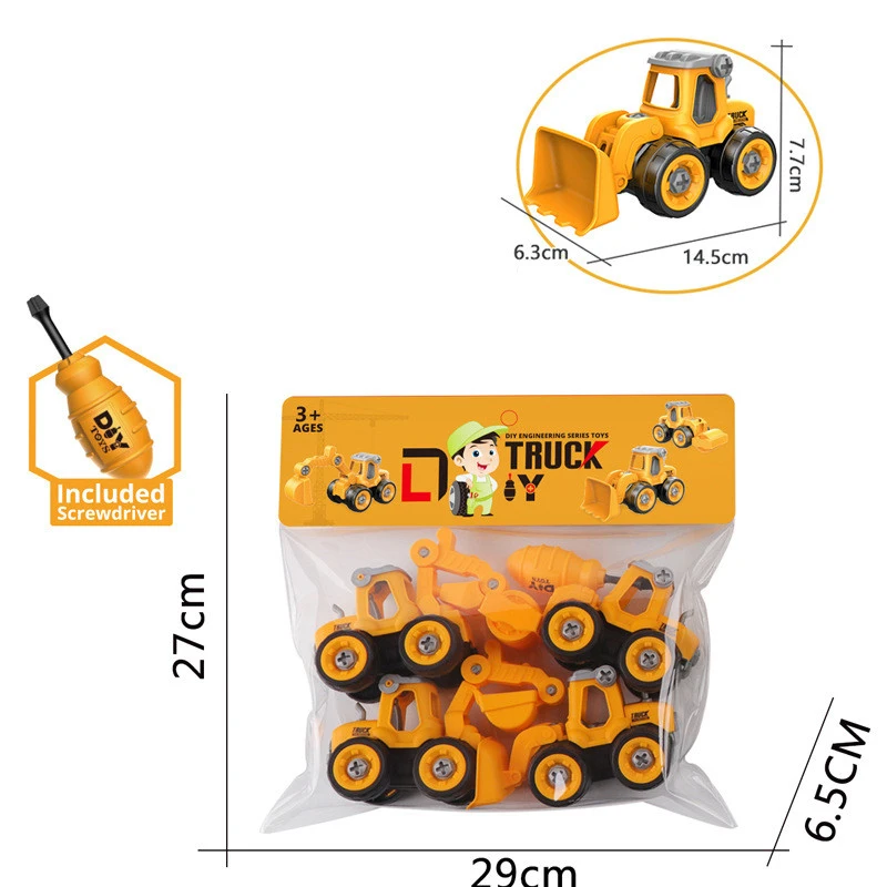 Nut Disassembly Loading Unloading Engineering Truck Excavator Bulldozer Montessori Education Toy Child Screw Creative Tool Car