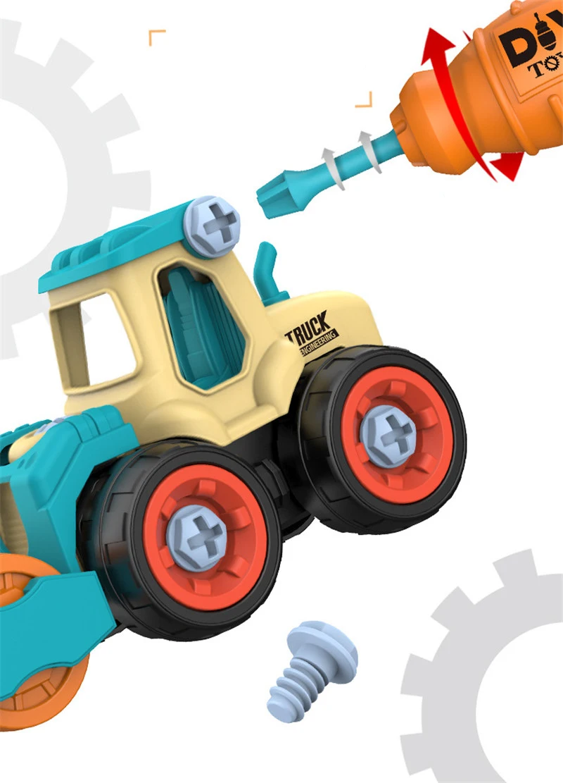 Nut Disassembly Loading Unloading Engineering Truck Excavator Bulldozer Montessori Education Toy Child Screw Creative Tool Car