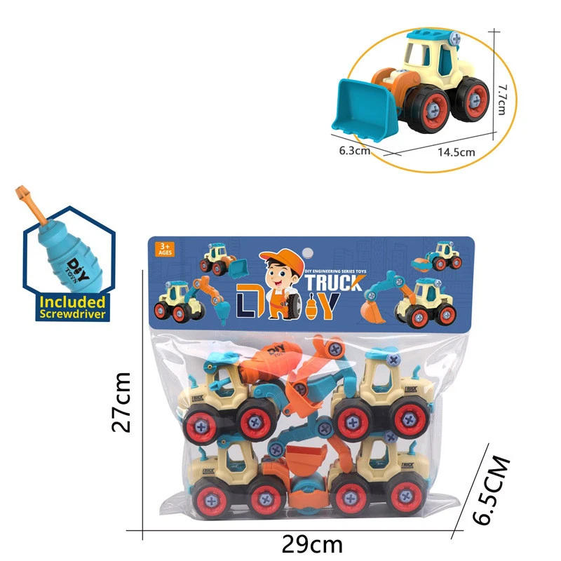 Nut Disassembly Loading Unloading Engineering Truck Excavator Bulldozer Montessori Education Toy Child Screw Creative Tool Car