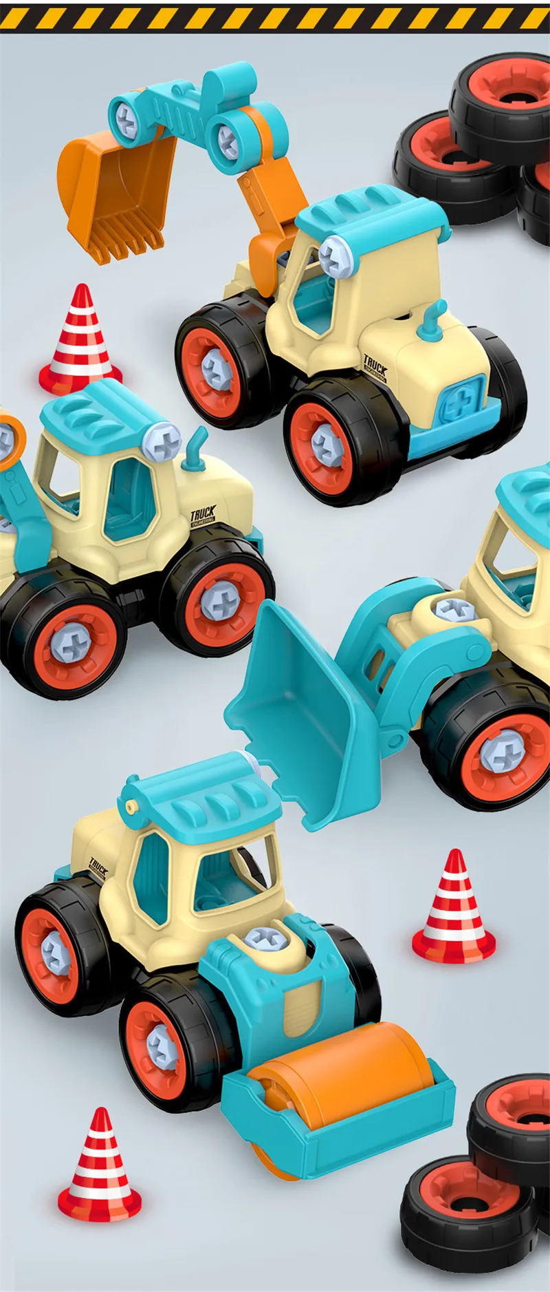 Nut Disassembly Loading Unloading Engineering Truck Excavator Bulldozer Montessori Education Toy Child Screw Creative Tool Car