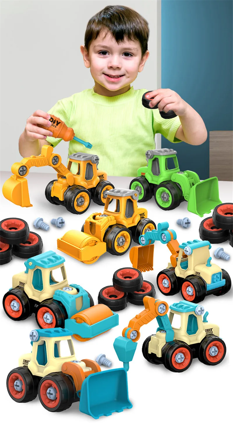 Nut Disassembly Loading Unloading Engineering Truck Excavator Bulldozer Montessori Education Toy Child Screw Creative Tool Car