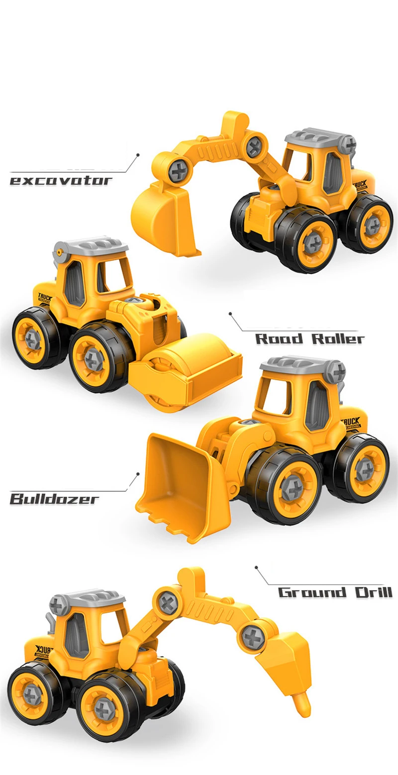 Nut Disassembly Loading Unloading Engineering Truck Excavator Bulldozer Montessori Education Toy Child Screw Creative Tool Car