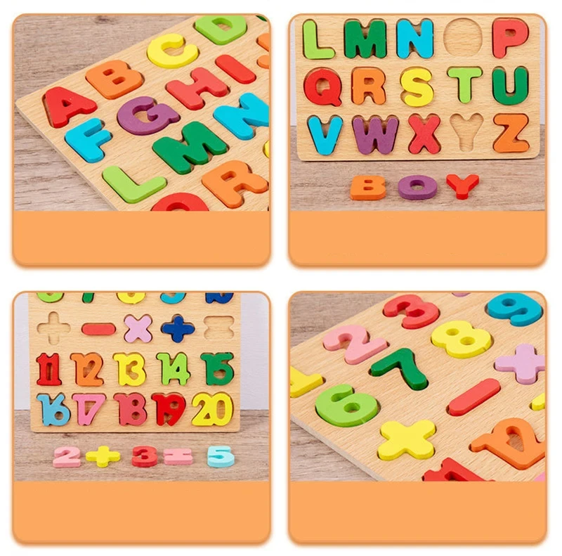 Montessori Wooden Education Toys Baby Rattle Toys Learning Games For Childern 1 to 2 Years Old Development Toys Jigsaw Puzzle