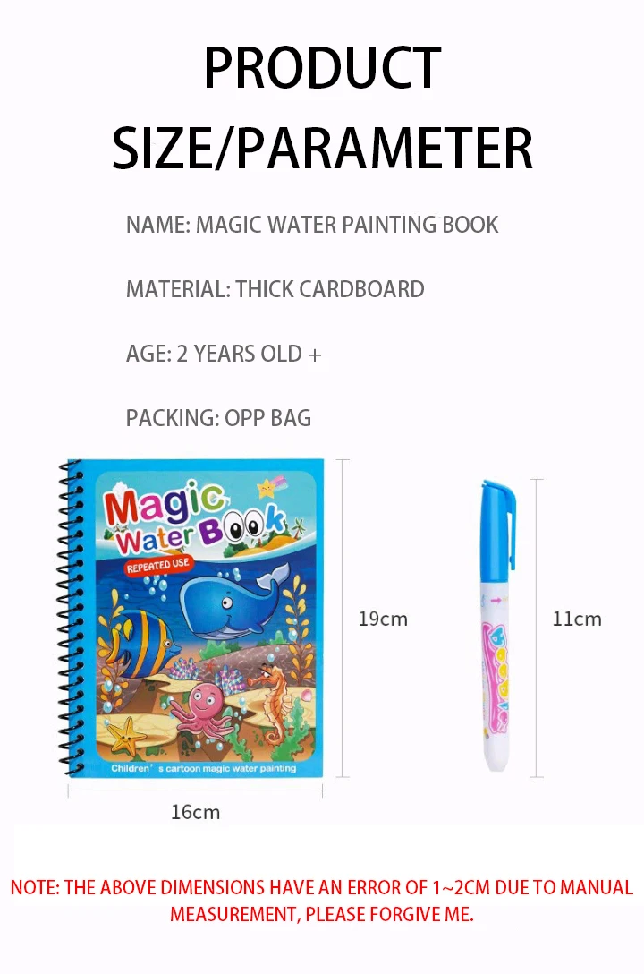 Magical Book Water Drawing Montessori Toys Reusable Coloring Book Magic Water Drawing Book Sensory Early Education for Children