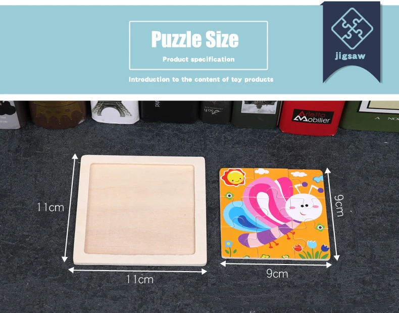 11x11cm Baby Montessori Toys Wooden Puzzle Cartoon Animal Fruit Vehicle 3d Puzzle Game Educational Jigsaw Toys For Children