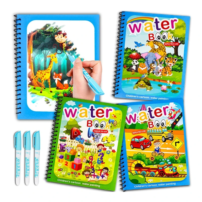 Montessori Toys Magical Book Water Drawing Reusable Coloring Book for Kids Toddler Painting Book Educational Toys for Children