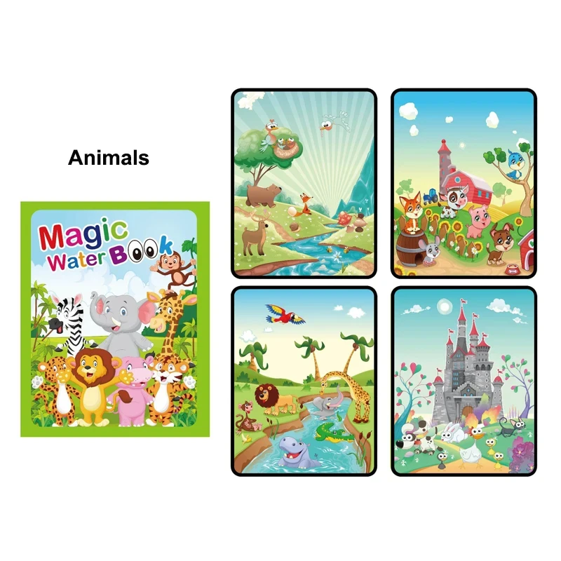 Montessori Toys Magical Book Water Drawing Reusable Coloring Book for Kids Toddler Painting Book Educational Toys for Children