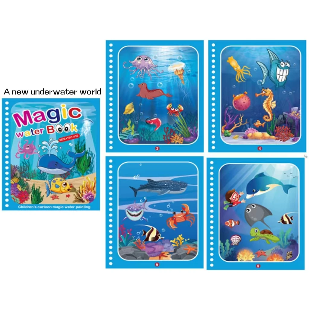 Magic water book montessori toys are reusable colored books magical water paintings children's puzzle toys