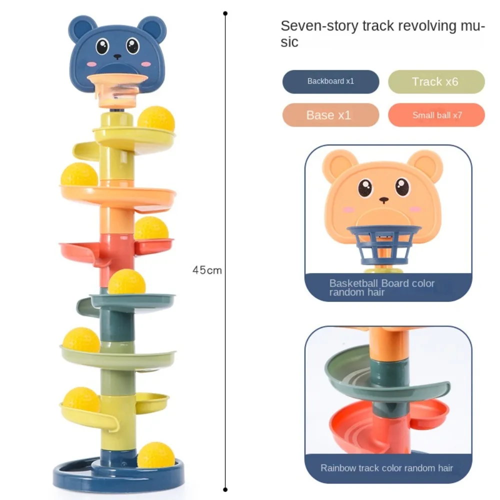 Children Baby Development Sensory Toy Montessori Early Educational Games Stacking Track Baby Toy Rolling Ball Tower