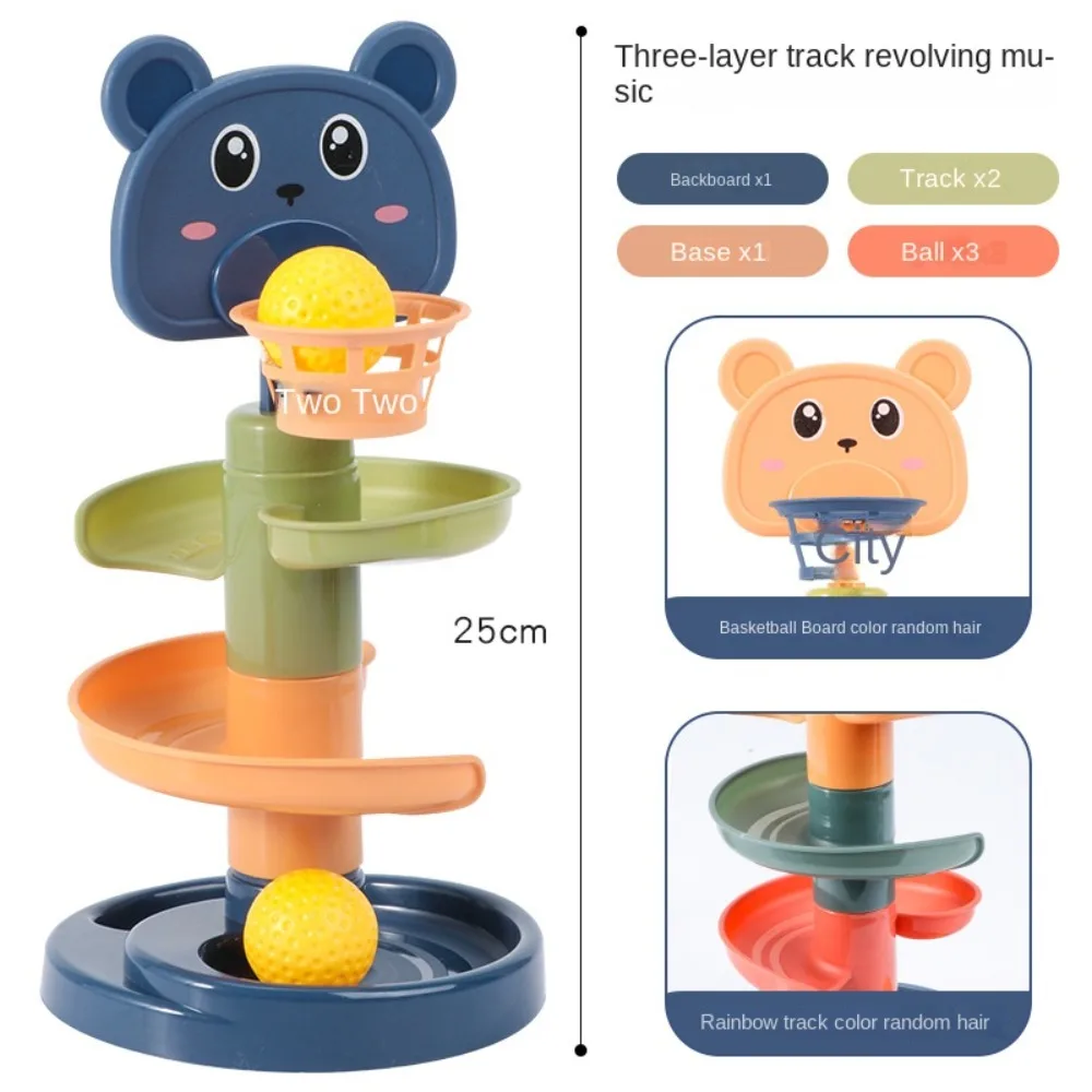 Children Baby Development Sensory Toy Montessori Early Educational Games Stacking Track Baby Toy Rolling Ball Tower