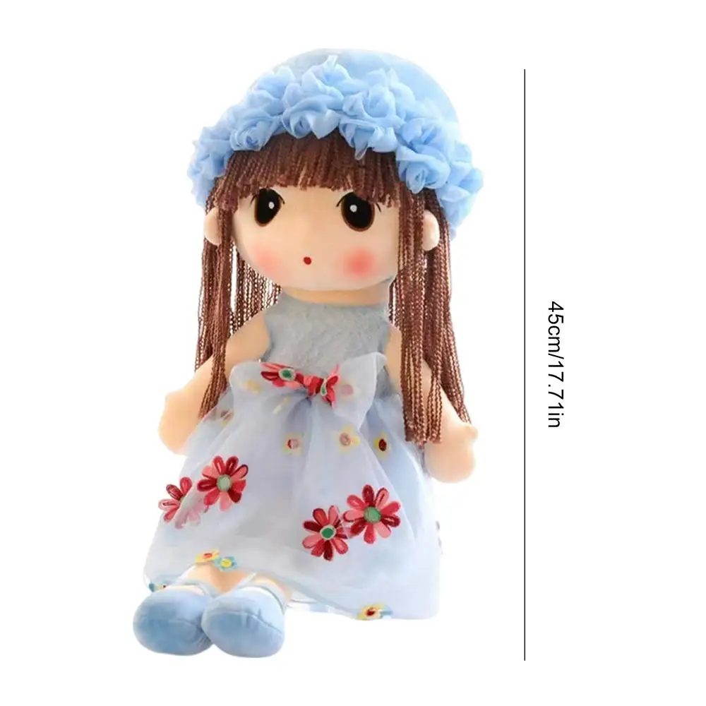 Plush Doll Girl For Babies Plush Stuffed Toy Handmade Rag Dolls Cuddle Soft Handmade Doll With Hat Skirt With Clothes For Kids