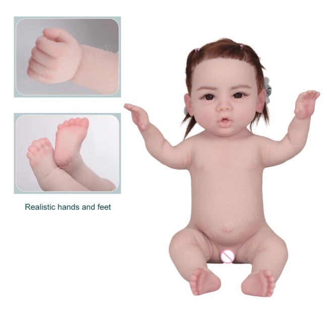U-charmmore  18.5inch Realistic Bebe Silicone Reborn Baby Doll Bebe Reborn Silicona Realistic Girl Dolls for Children Toys Gift