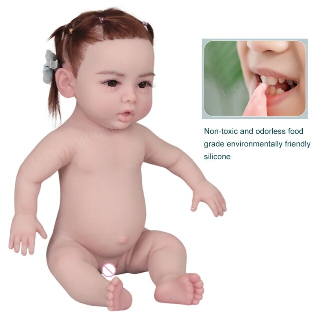 U-charmmore  18.5inch Realistic Bebe Silicone Reborn Baby Doll Bebe Reborn Silicona Realistic Girl Dolls for Children Toys Gift - Image 4
