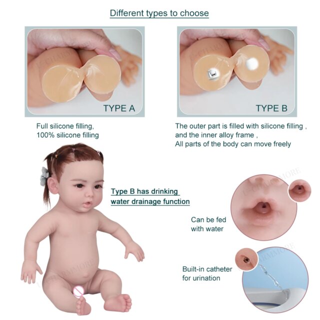 U-charmmore  18.5inch Realistic Bebe Silicone Reborn Baby Doll Bebe Reborn Silicona Realistic Girl Dolls for Children Toys Gift - Image 3