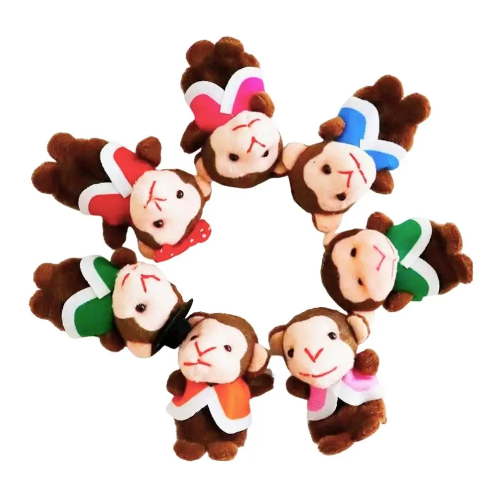 7Pcs Cartoon Animal Monkey Dolls Finger Puppets Set Mini Plush Baby Boys Girls Story Telling Hand Cloth Doll Educational Toys