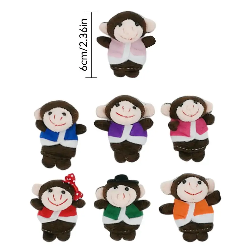 7Pcs Cartoon Animal Monkey Dolls Finger Puppets Set Mini Plush Baby Boys Girls Story Telling Hand Cloth Doll Educational Toys