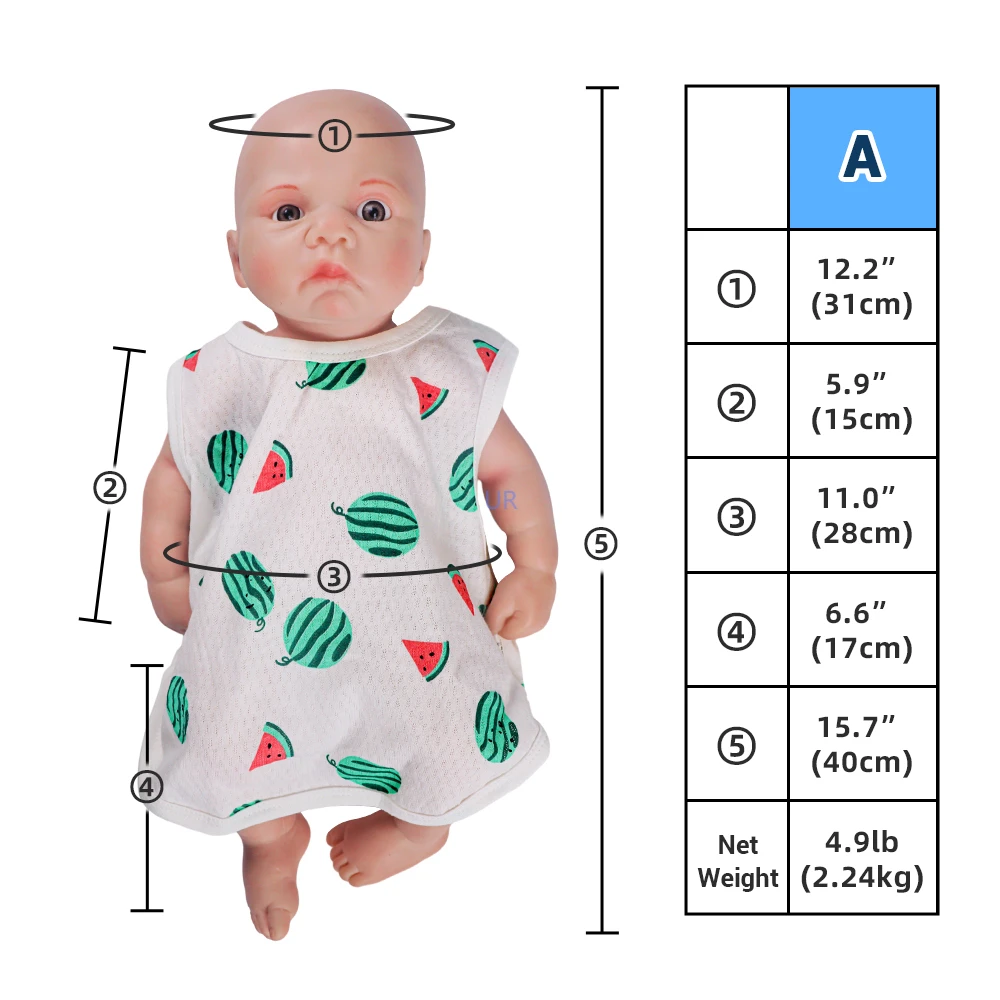 17.5 inch 45cm Full Body Solid Silicone Reborn Doll Realistic Feel Handmade Rebirth Doll Simulation Collector Kid Toy ﻿