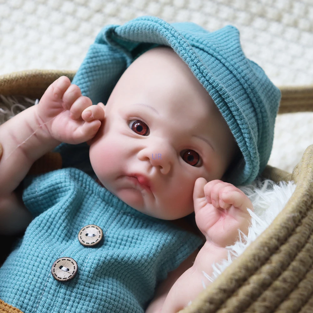 17.5 inch 45cm Full Body Solid Silicone Reborn Doll Realistic Feel Handmade Rebirth Doll Simulation Collector Kid Toy ﻿