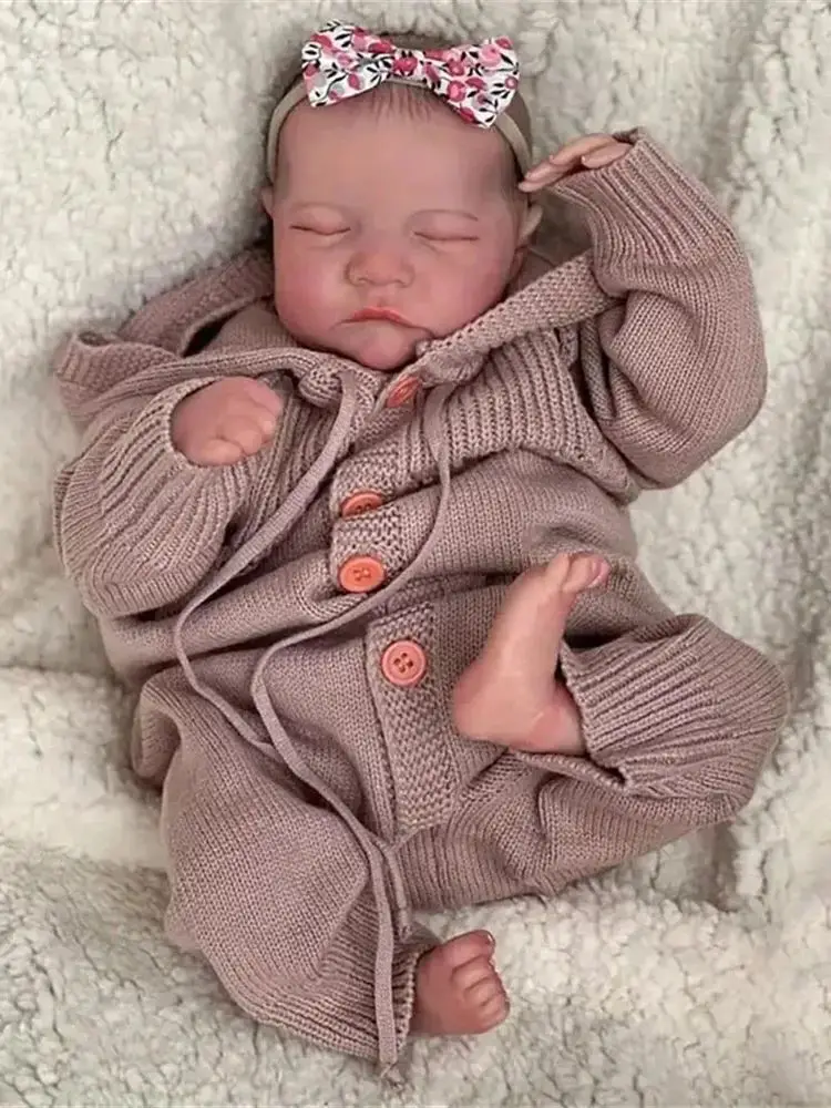 Risbecko Lifelike 43cm Finished Reborn Doll, Like Real Baby Handmade Art Doll, 3D Painted Skin With Visible Veins Vinyl Limbs