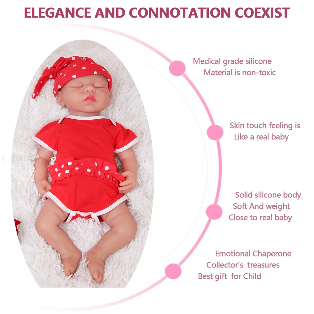 IVITA WG1507 46cm 3.2kg Girl Eyes Closed High Quality Full Body Silicone Alive Reborn Dolls Baby  juguetes boneca With Clothes