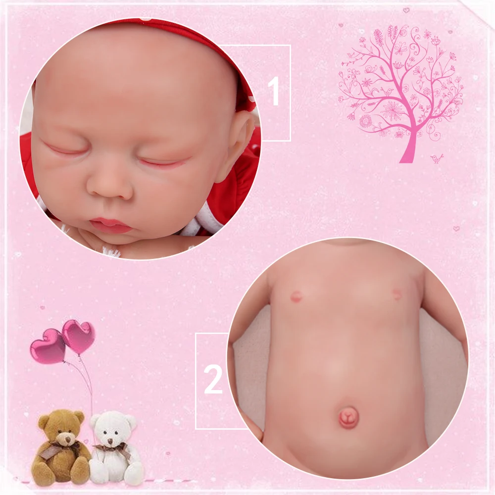 IVITA WG1507 46cm 3.2kg Girl Eyes Closed High Quality Full Body Silicone Alive Reborn Dolls Baby  juguetes boneca With Clothes