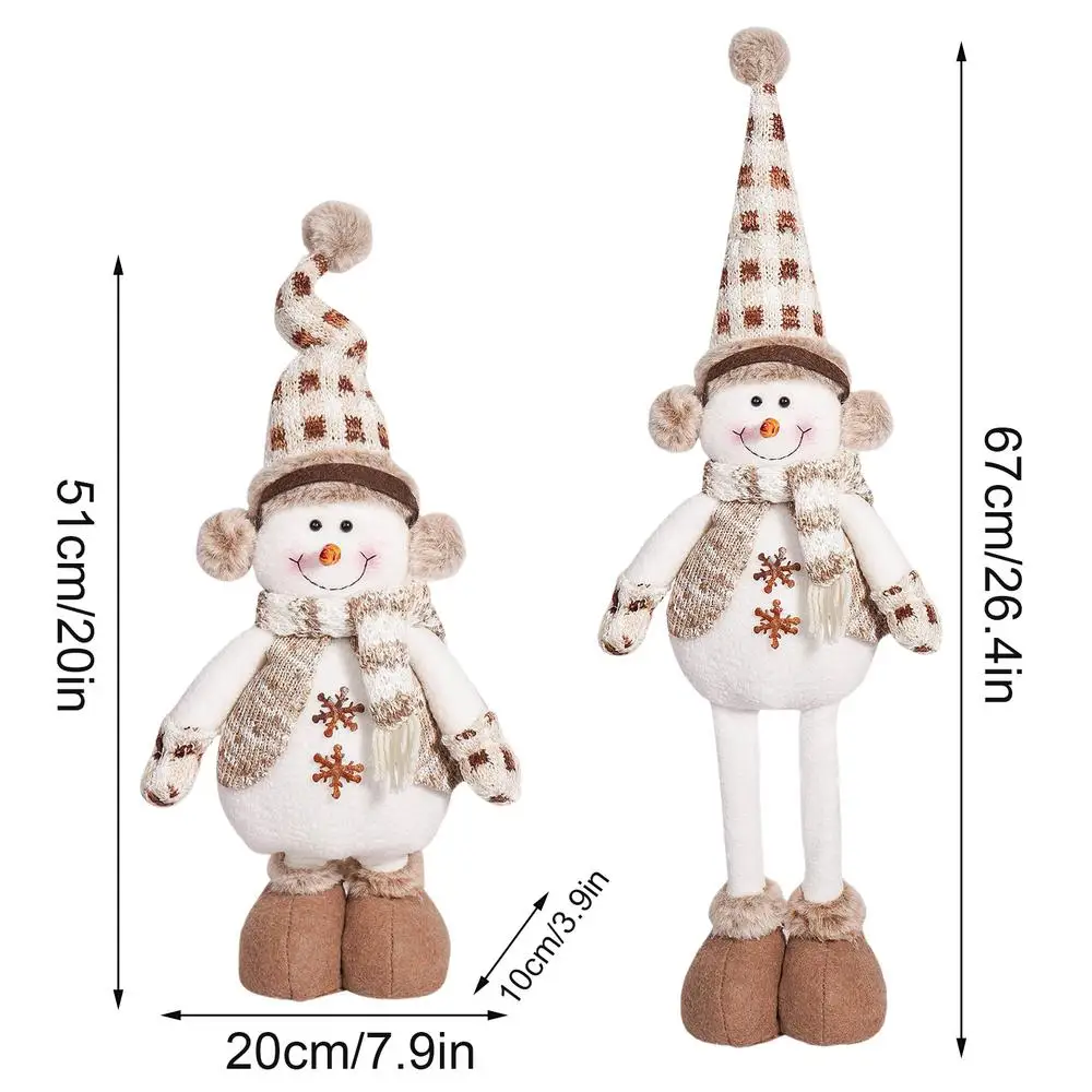 Standing Christmas Doll Telescopic Reusable Plush Figurine Christmas Decorations For Front Door Couch Fireplace Bedroom