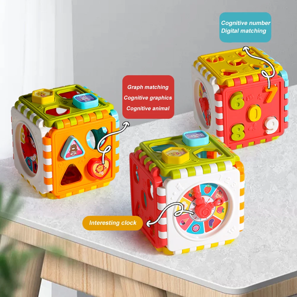 Toddler Activity Cube Shape Number Sorting Toys Kids Shape Matching Number Sorter Game Baby Montessori Educational Toys