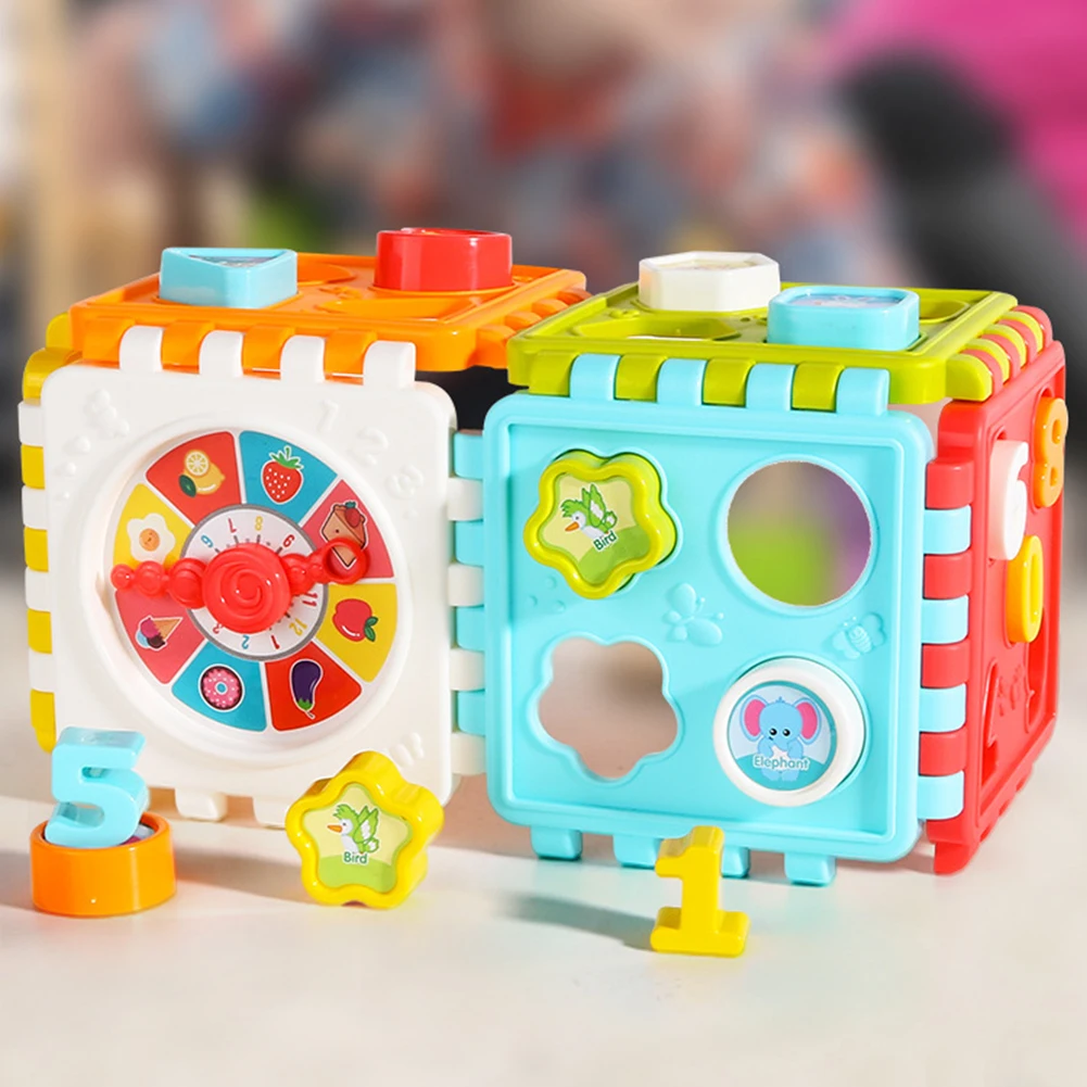 Toddler Activity Cube Shape Number Sorting Toys Kids Shape Matching Number Sorter Game Baby Montessori Educational Toys