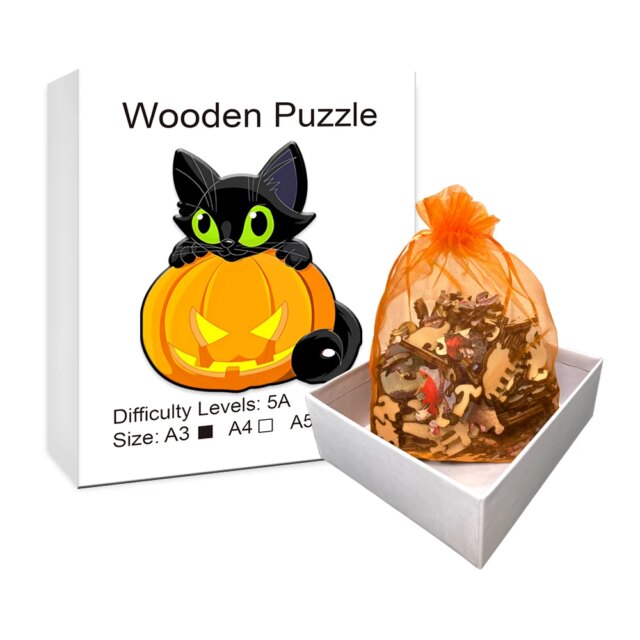 Halloween Pumpkin Ghostwood Puzzle Montessori Fun Intelligence Toy Intelligence Puzzle Adult DIY Handmade Puzzle Toy - Image 2