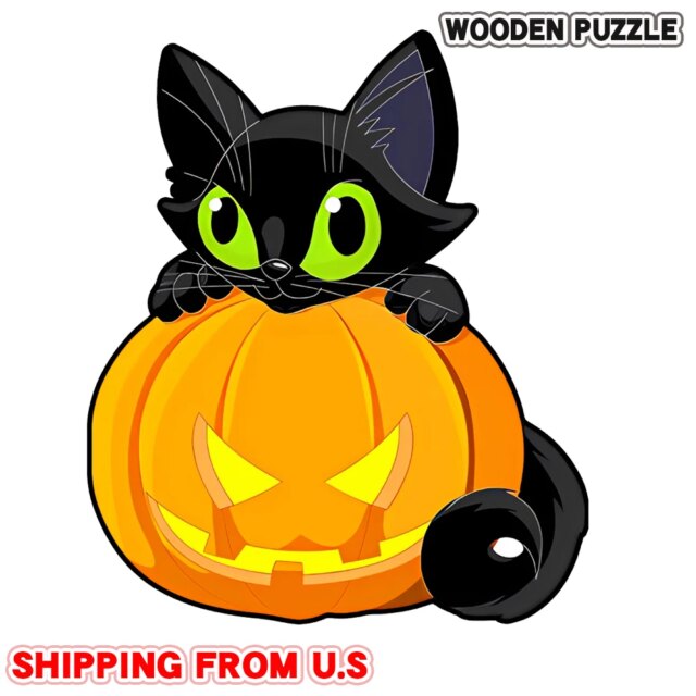 Halloween Pumpkin Ghostwood Puzzle Montessori Fun Intelligence Toy Intelligence Puzzle Adult DIY Handmade Puzzle Toy