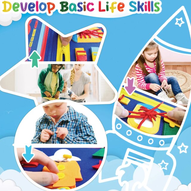 Busy Board Sensory Activity - Montessori Toys Airplane Travel Essentials Road Trip Games Quiet Book Birthday Gifts Learning Toy - Image 4