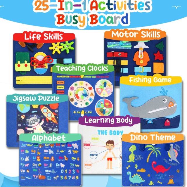 Busy Board Sensory Activity - Montessori Toys Airplane Travel Essentials Road Trip Games Quiet Book Birthday Gifts Learning Toy - Image 3