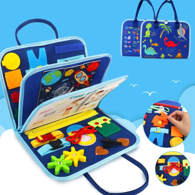 Busy Board Sensory Activity - Montessori Toys Airplane Travel Essentials Road Trip Games Quiet Book Birthday Gifts Learning Toy - Image 2