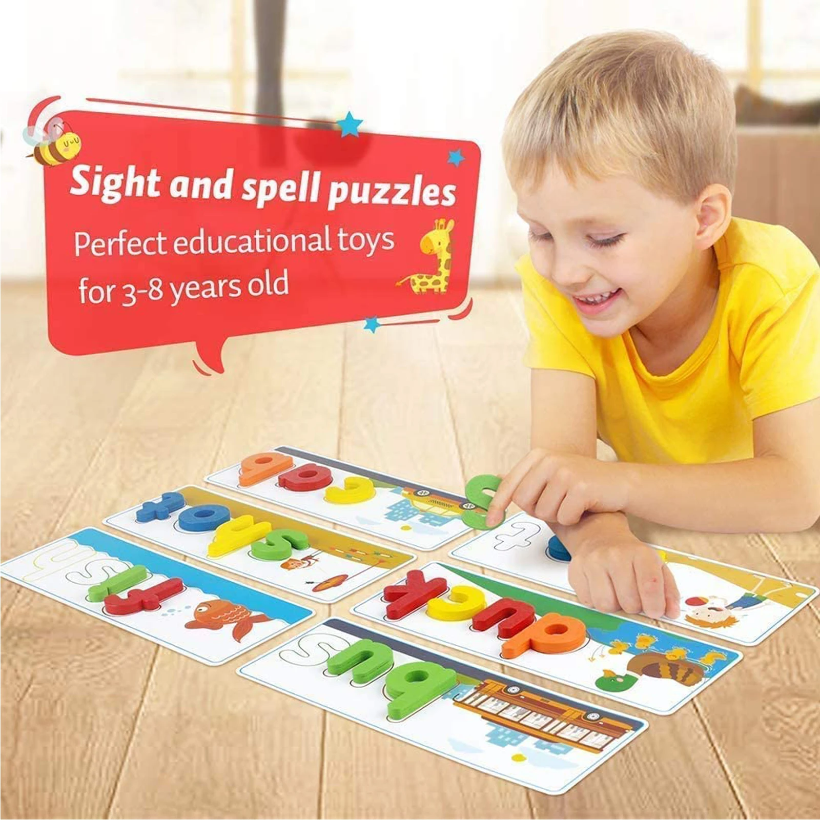 See And Spell Learning Toys for Kids Educational Montessori Words Spelling Puzzle Matching Letter Game Sensory Toys for Children