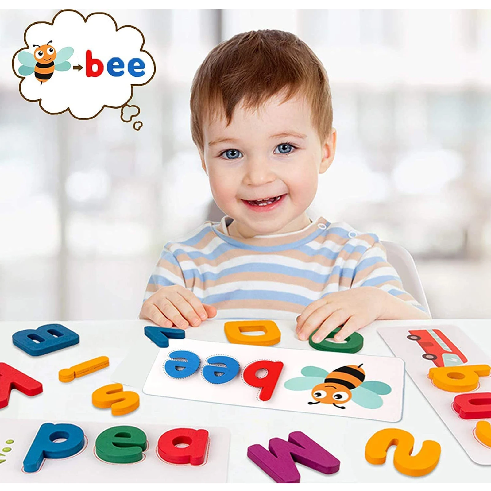 See And Spell Learning Toys for Kids Educational Montessori Words Spelling Puzzle Matching Letter Game Sensory Toys for Children