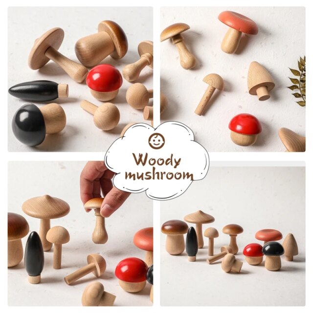 11PCS Baby Wooden Colorful Mushroom Block Toys Montessori Sorting Matching Game Educational Toys Baby Room Decoration Baby Gifts - Image 4