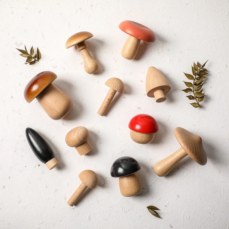 11PCS Baby Wooden Colorful Mushroom Block Toys Montessori Sorting Matching Game Educational Toys Baby Room Decoration Baby Gifts